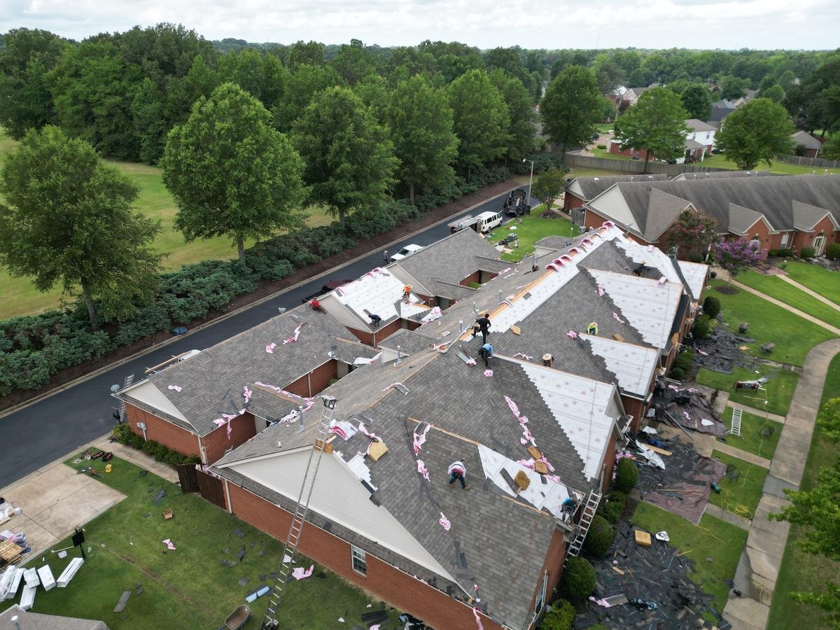 Wide aerial roofing shot DeSoto County